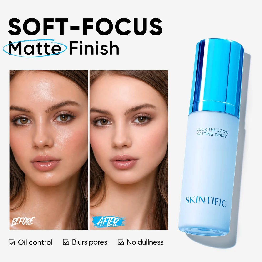 SKINTIFIC Lock The Look Setting Spray 16-Hour Long-Lasting Matte Finish 80ML