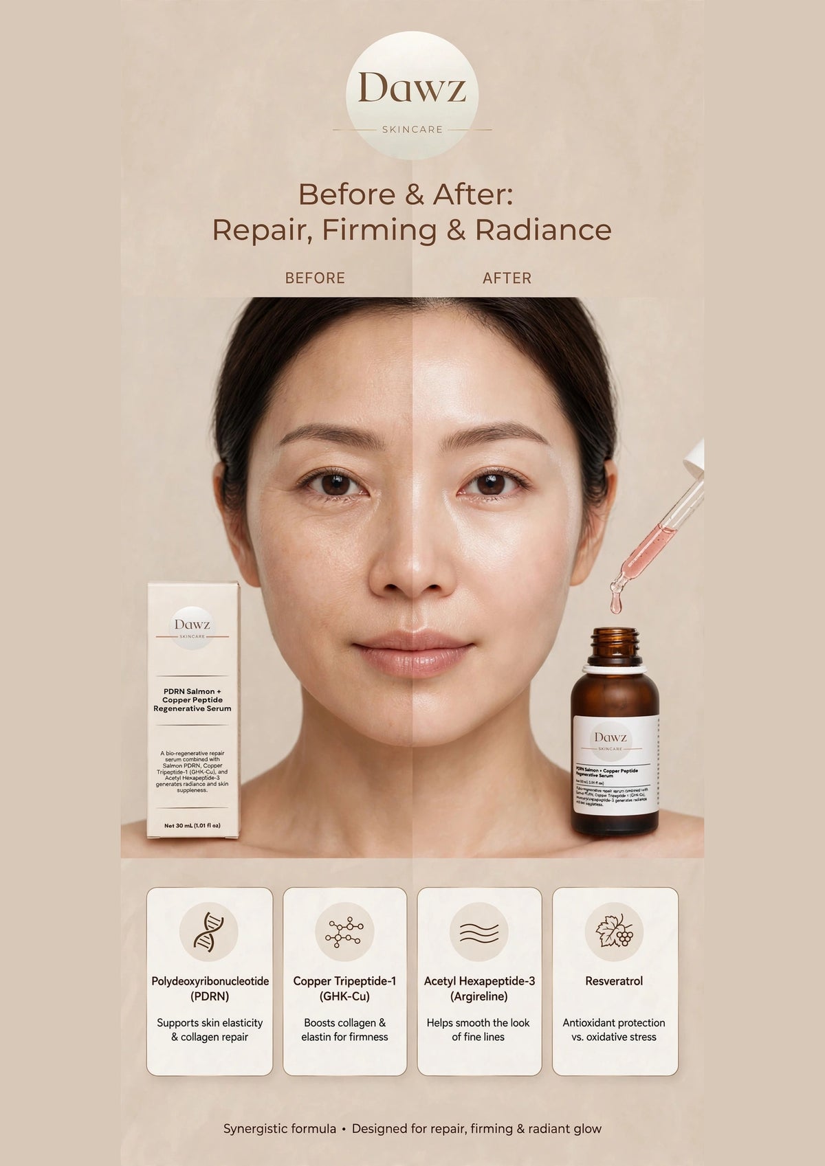 Dawz PDRN Salmon + Copper Peptide Serum