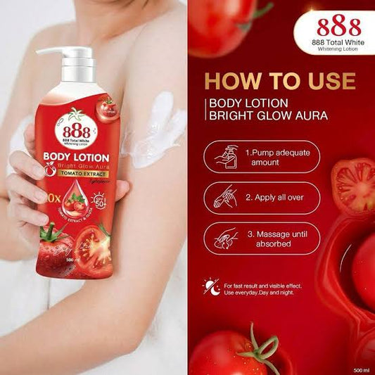 888 BODY LOTION BRIGHT GLOW AURA TOMATO EXTRACT 500ML