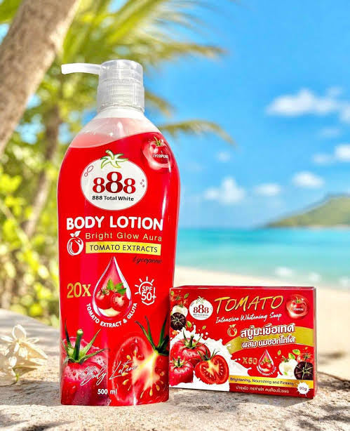 888 BODY LOTION BRIGHT GLOW AURA TOMATO EXTRACT 500ML
