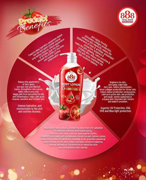 888 BODY LOTION BRIGHT GLOW AURA TOMATO EXTRACT 500ML