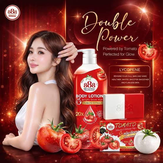 888 BODY LOTION BRIGHT GLOW AURA TOMATO EXTRACT 500ML