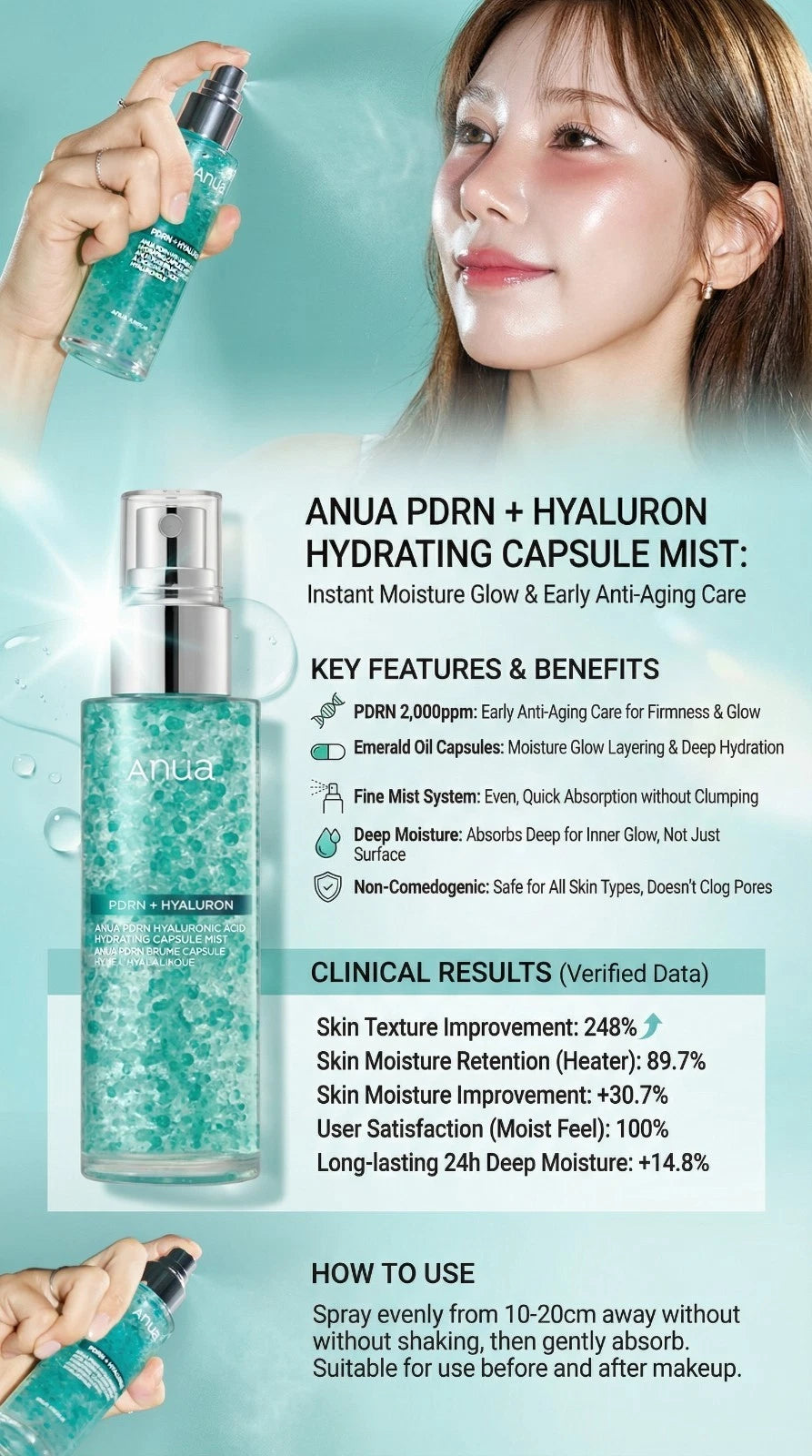 Anua PDRN Hyaluronic Acid Moisture Capsule Mist 100ml