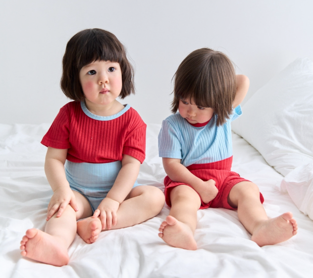 Cocohani Sherbet Short-Sleeve Belly Cover Top & Bottom Set (Cream Top, Olive Bottom) Size 100 - (18-36 Months)