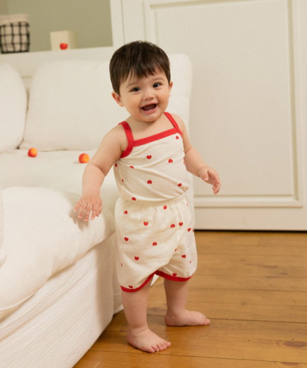 Cocohani Mesh Heart Sleeveless Loungewear Set (Sky Blue) Size 100 (18-36 Months)