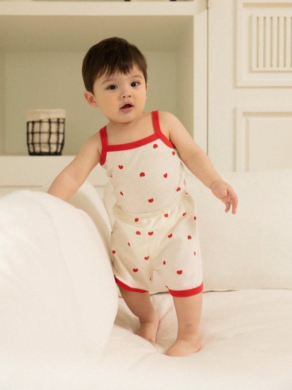 Cocohani Mesh Heart Sleeveless Loungewear Set (Sky Blue) Size 100 (18-36 Months)