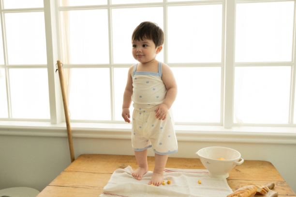 Cocohani Mesh Heart Sleeveless Loungewear Set (Sky Blue) Size 100 (18-36 Months)