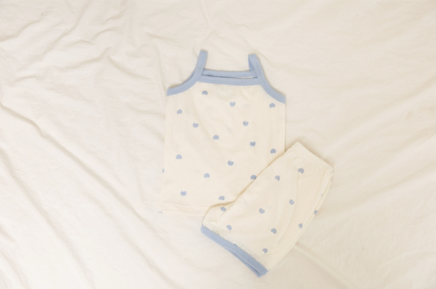 Cocohani Mesh Heart Sleeveless Loungewear Set (Sky Blue) Size 100 (18-36 Months)