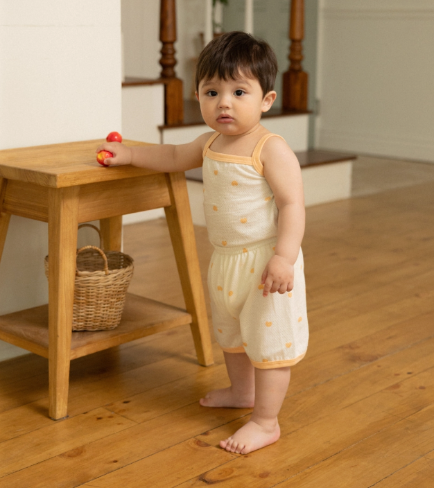 Cocohani Mesh Heart Sleeveless Loungewear Set (Sky Blue) Size 100 (18-36 Months)