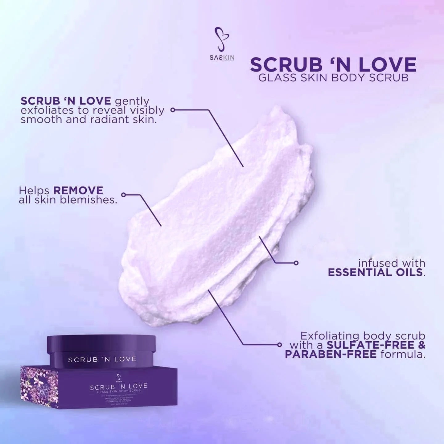 SASKIN Scrub N Love Glass Skin Body Scrub - 200ml