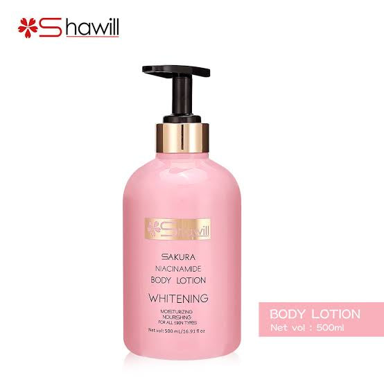 Shawill Sakura NIACINAMIDE Body Lotion Whitening Moisturizing Nourishing For All Skin Types 500ml