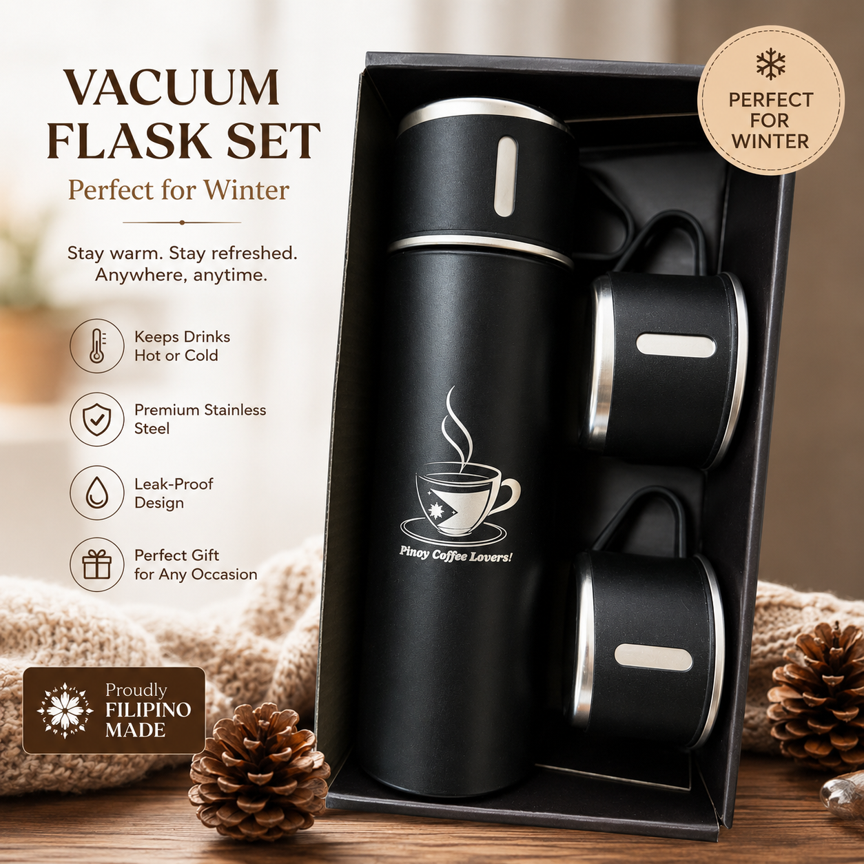 WINTER  VACUUM FLASK GIFT SET PINOY COFFEE LOVERS ☕️