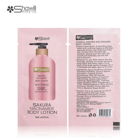 Shawill Sakura NIACINAMIDE Body Lotion Whitening Moisturizing Nourishing For All Skin Types 500ml