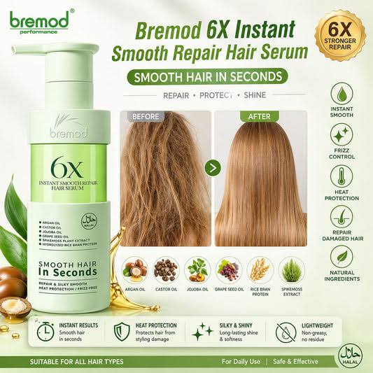 Bremod 6X Instant Smooth Repair Hair Serum Argan Oil Castor Jojoba Nourishing Hair Essence 150ml
