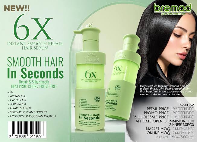 Bremod 6X Instant Smooth Repair Hair Serum Argan Oil Castor Jojoba Nourishing Hair Essence 150ml