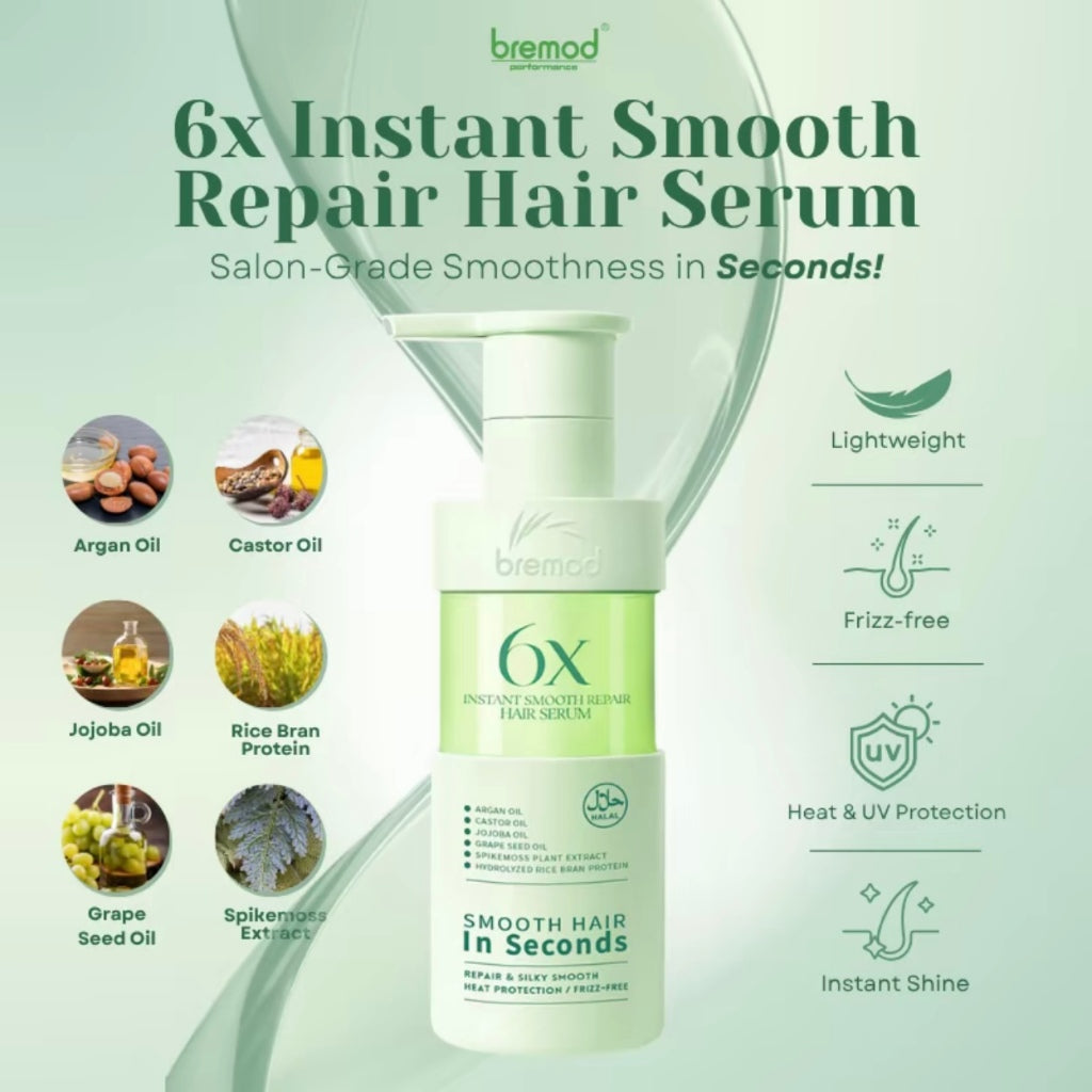 Bremod 6X Instant Smooth Repair Hair Serum Argan Oil Castor Jojoba Nourishing Hair Essence 150ml