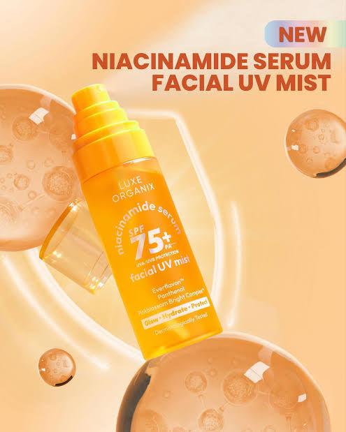 LUXE ORGANIX Niacinamide Serum SPF 75+ PA++++ Facial UV Mist 80ml