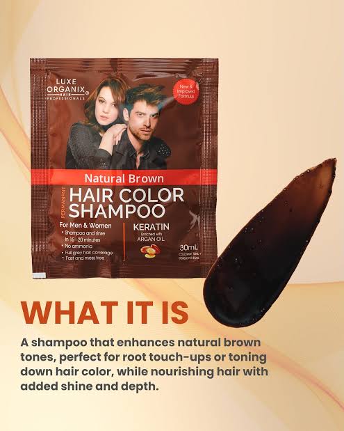Luxe Organix Color Shampoo Natural Brown 40ml (Bigger Version)