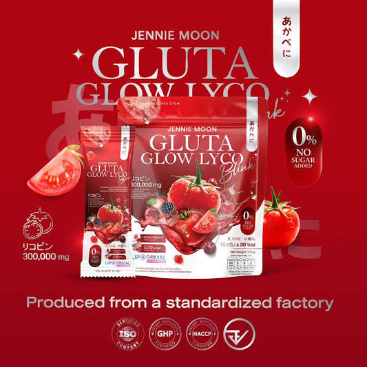 Jennie Moon Gluta Glow Lyco Drink Powder 30 Sachets per pack - CoQ10 Blend 300g