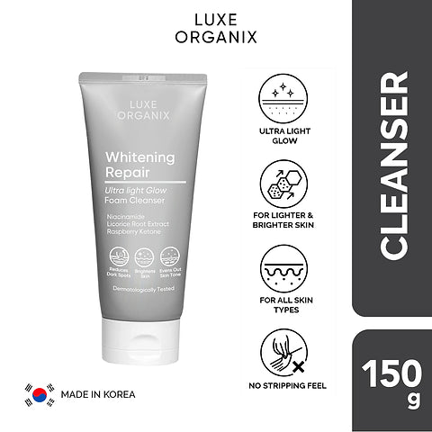 Luxe Organix Whitening Repair Gentle Ultra Light Glow Foam Cleanser - 150ml