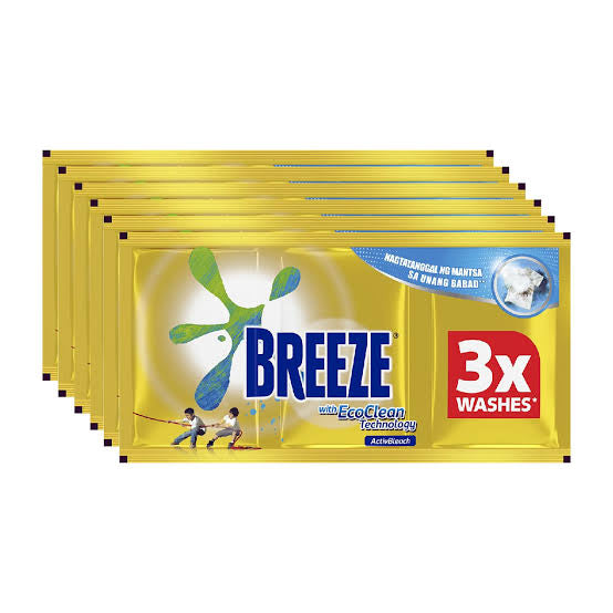BREEZE DETERGENT POWDER ACTIV BLEACH With Eco Clean Technology - 3 sachets x 6 pcs (18 WASHES)