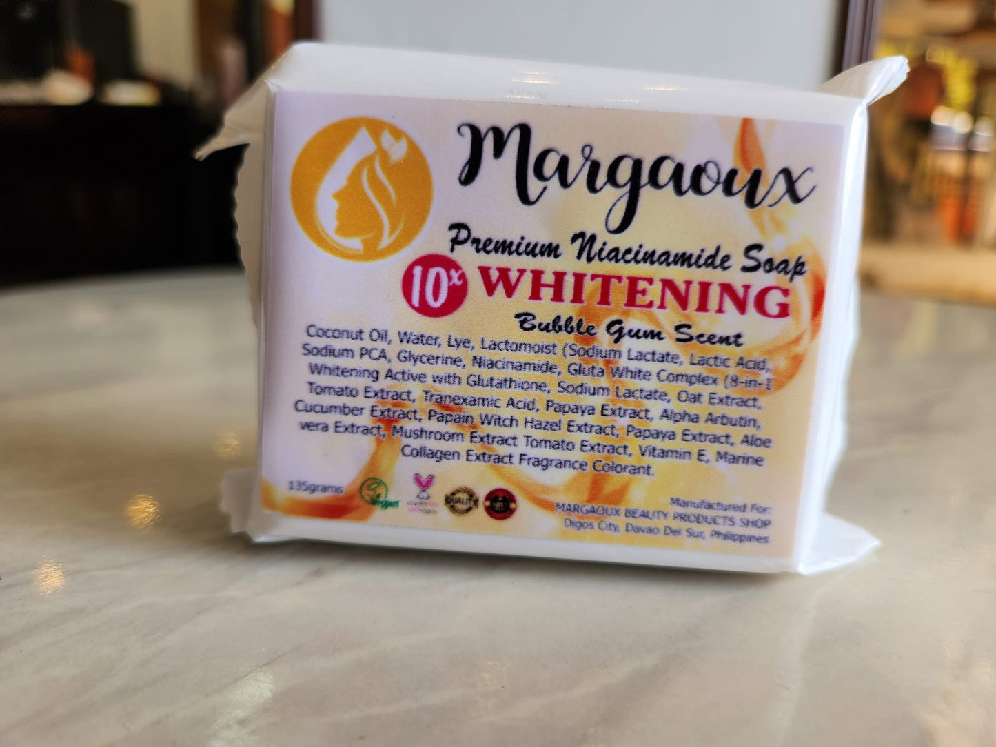 Margaoux Premium Niacinamide Soap 10x Whitening- 135g Bubblegum scent