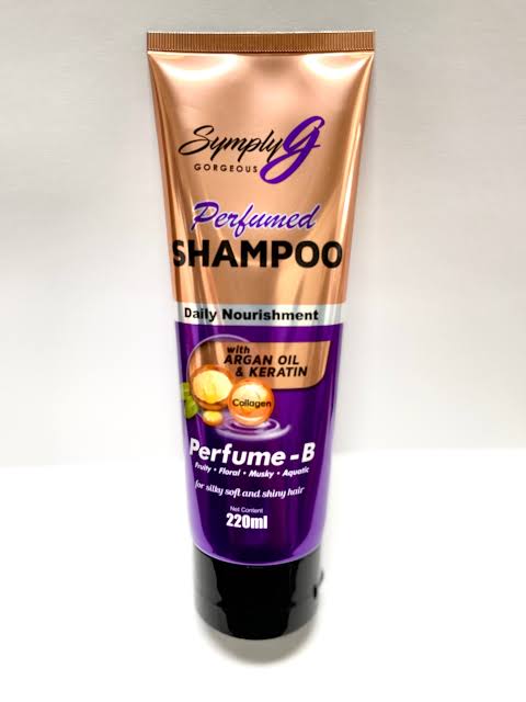 SYMPLY G Perfumed SHAMPOO with Argan Oil & KERATIN Perfume - B FRUITY FLORAL MUSKY AQUATIC 220ml - BVLGARI Scent Inspired