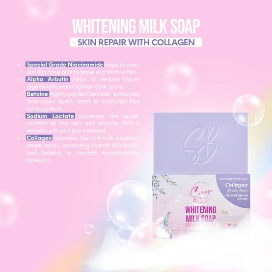 Sereese Whitening Milk Soap - COLLAGEN FOR SKIN REPAIR UBE MALLOW SCENT - 100g