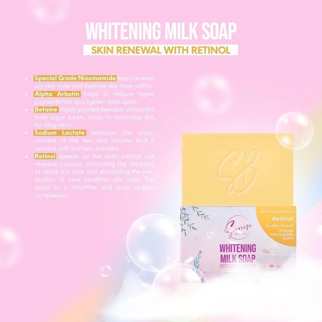 Sereese Whitening Milk Soap - RETINOL FOR SKIN RENEWAL ORANGE MARMALADE SCENT - 100g