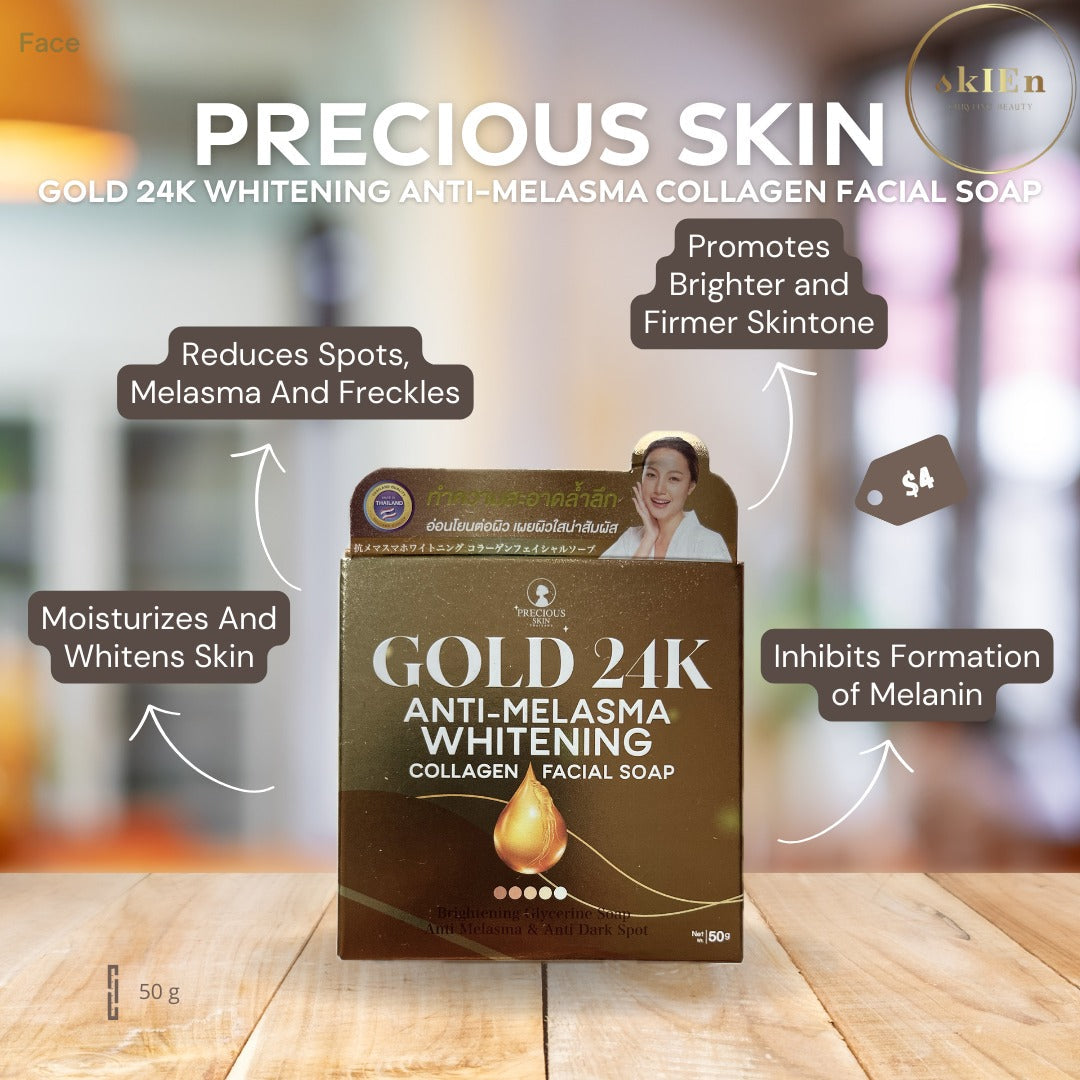 Precious Skin Thailand Gold 24K Anti-Melasma Whitening Collagen Facial Soap - 50g