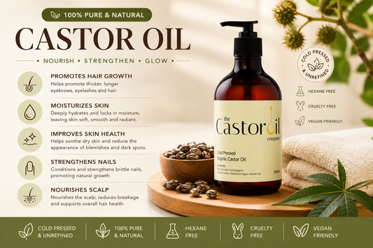 THE Castor Oil Company - ORGANIC Castor Oil Cold Pressed with PUMP - 500ml
