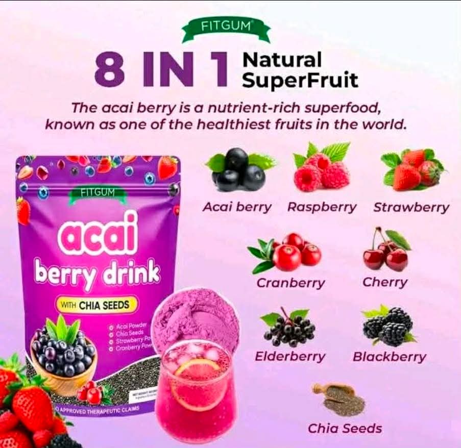 Fitgum Acai Berry Drink with Chia Seeds 10sachets