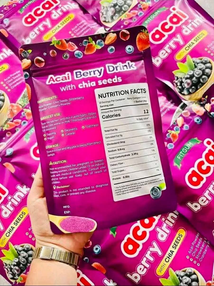 Fitgum Acai Berry Drink with Chia Seeds 10sachets