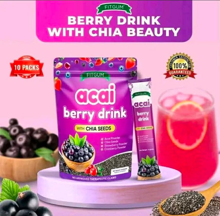 Fitgum Acai Berry Drink with Chia Seeds 10sachets