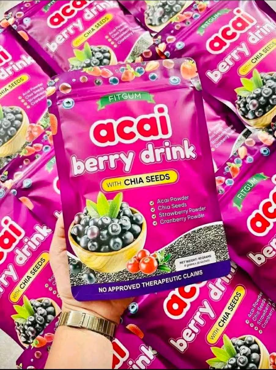 Fitgum Acai Berry Drink with Chia Seeds 10sachets