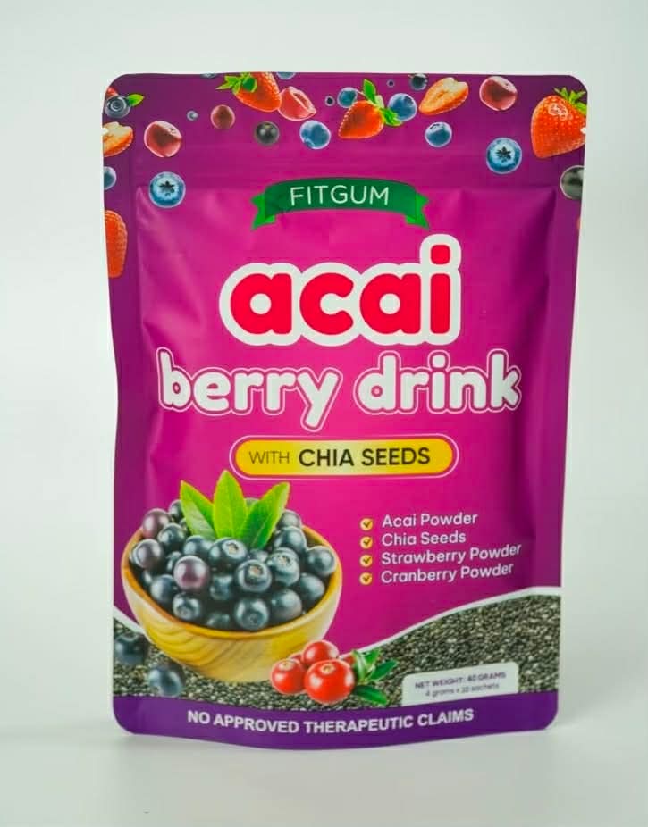 Fitgum Acai Berry Drink with Chia Seeds 10sachets