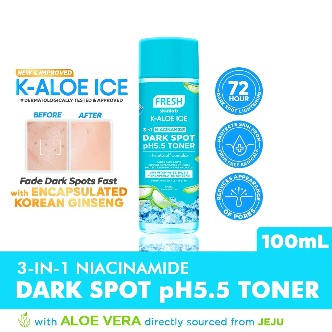FRESH Skinlab K-Aloe Ice 3 in 1 Niacinamide Dark Spot pH 5.5 Toner 100ml