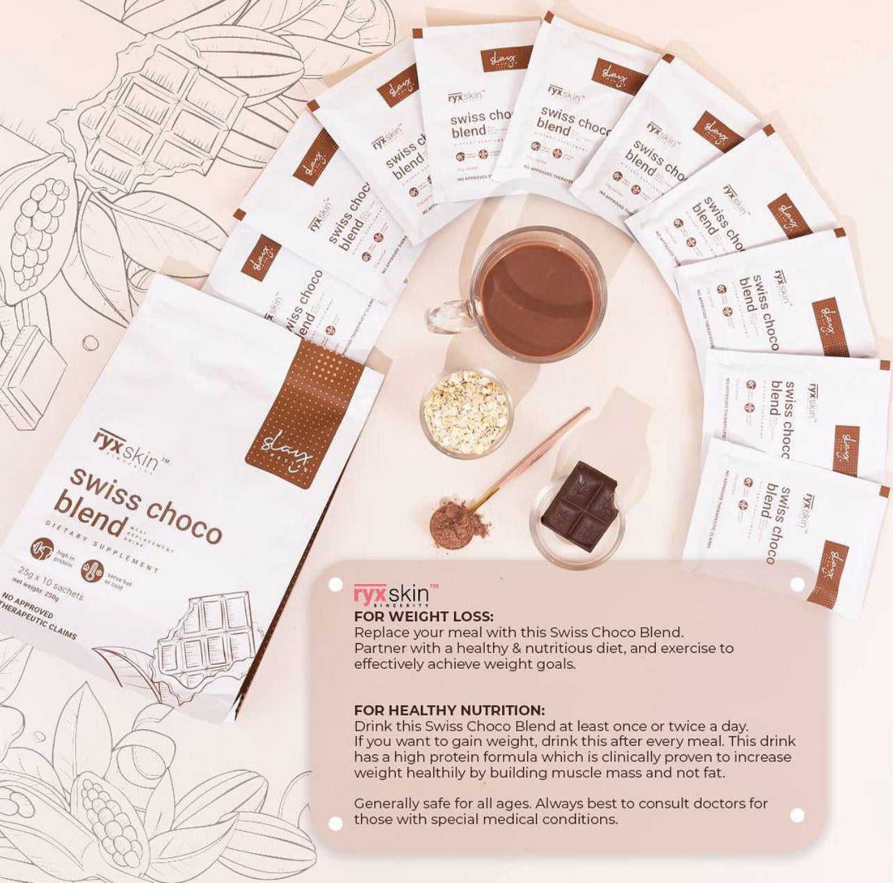 Ryx Skin Swiss Choco Blend Drink - 10 Sachets