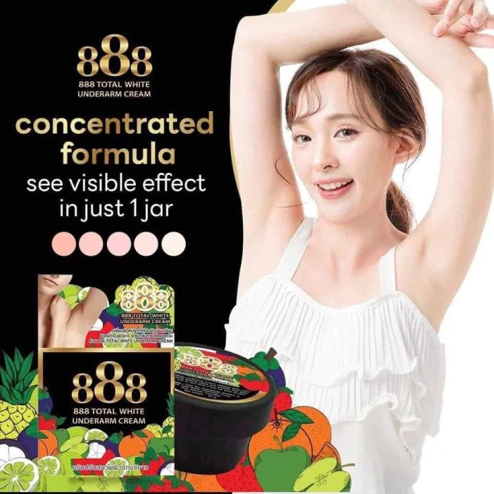 888 Total White Underarm Cream 35g (BLACK) - Reduces Body Odor and Sweating