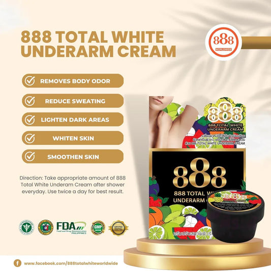 888 Total White Underarm Cream 35g (BLACK) - Reduces Body Odor and Sweating