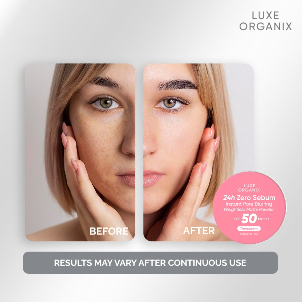 Luxe Organix 24H Zero Sebum Instant Pore Blurring Weightless Matte Powder Spf 50 Pa++++ Translucent 15G