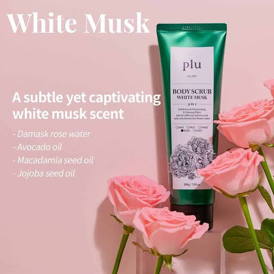 plu Body Scrub White Musk 200g 3 in 1 (Moisturizing, Exfoliating, Glowing) 200g