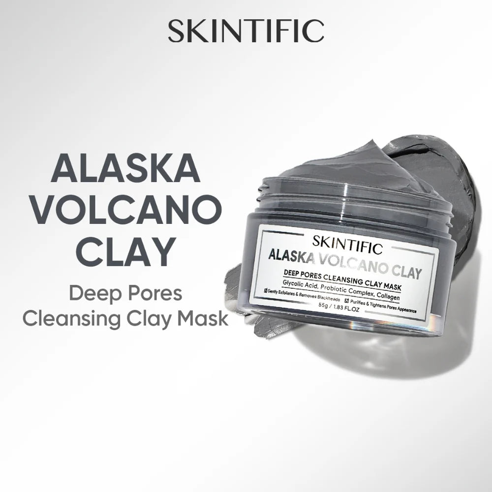 SKINTIFIC Alaska Volcano Blackheads Deep Pores Cleansing Mud Clay Mask 55G