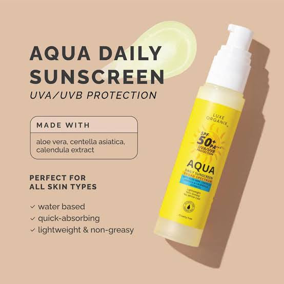 Luxe Organix Aqua Daily Sunscreen SPF50+ PA*** UVA/UVB Protection 50ml