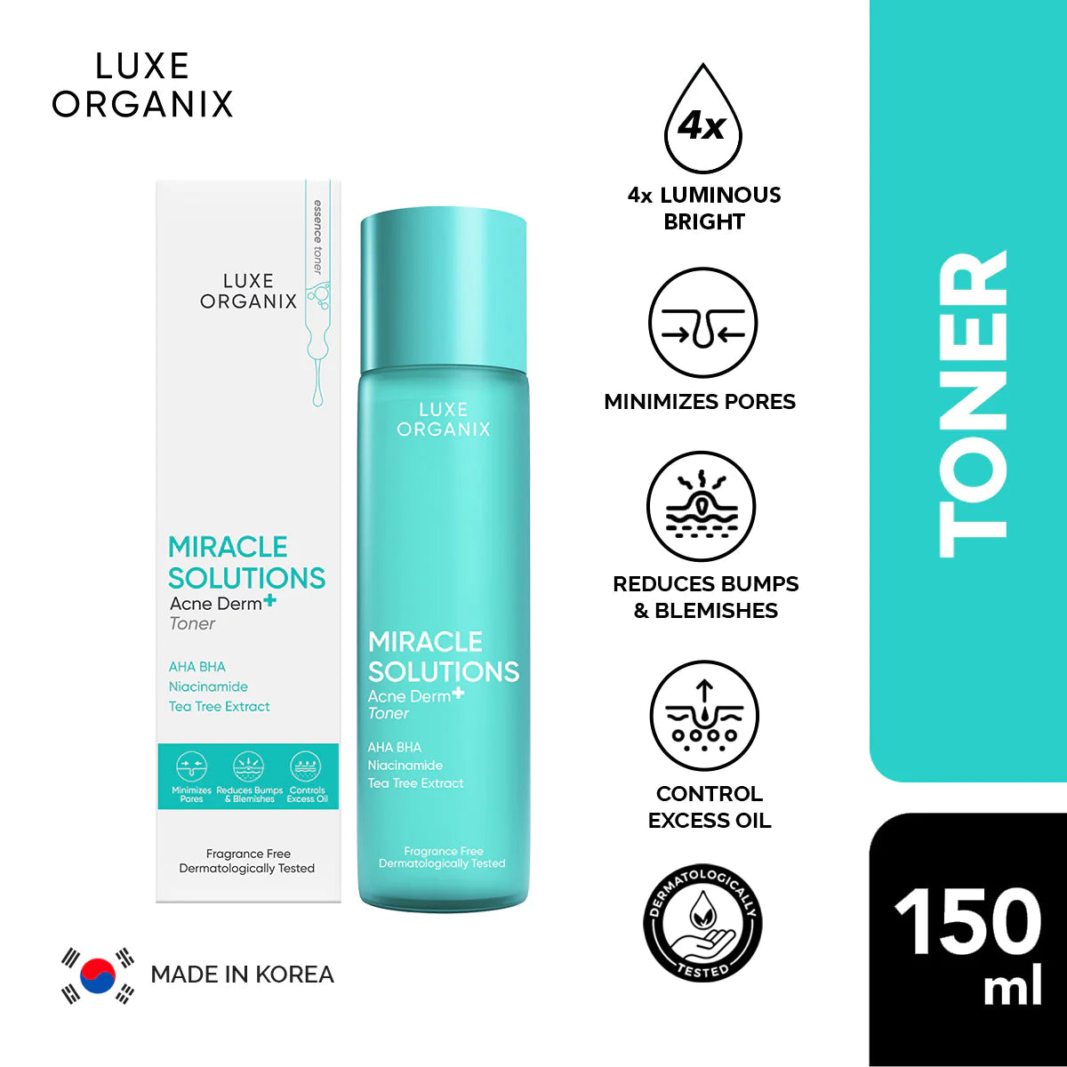 Luxe Organix Miracle Solutions Acne Dermatologist Toner -150ml