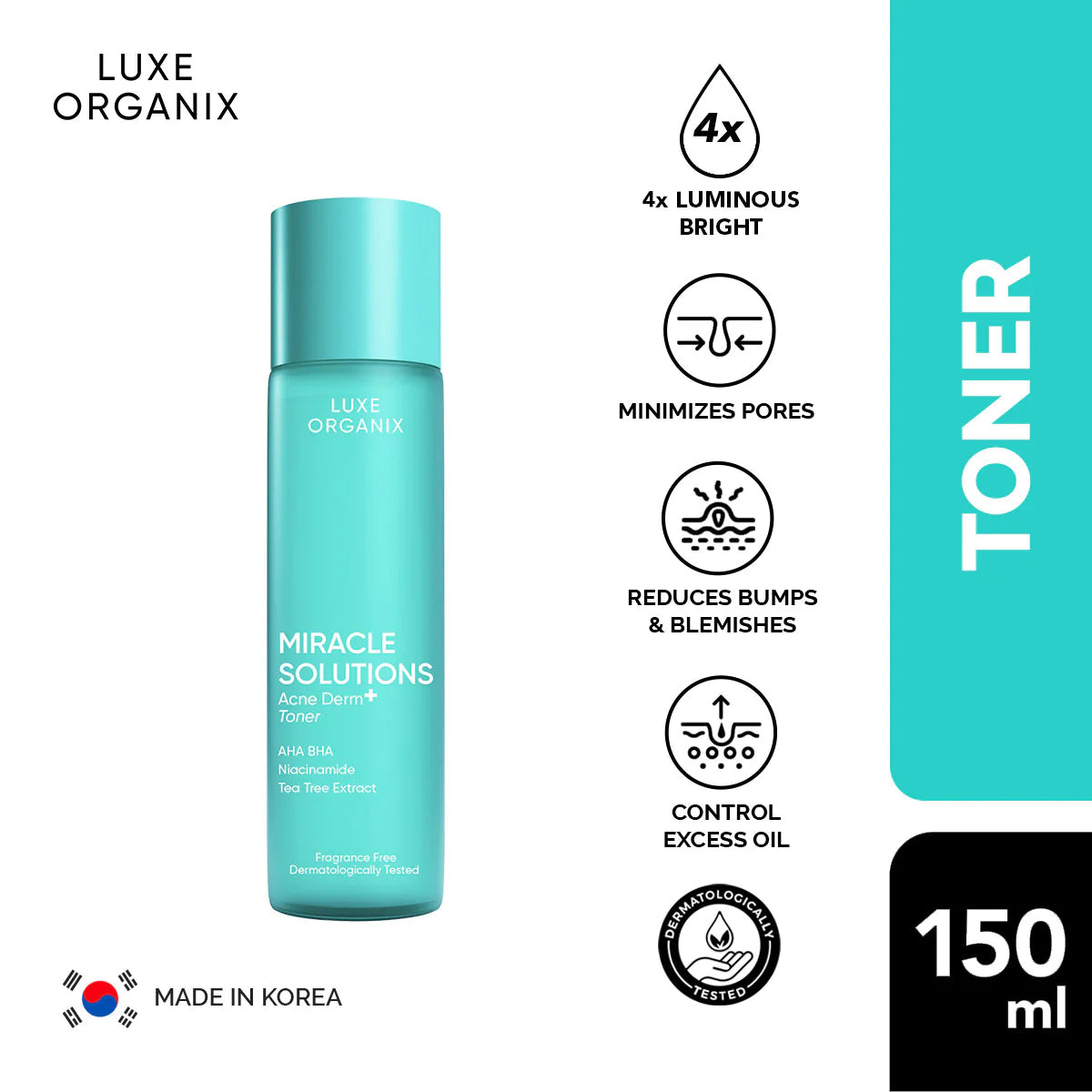 Luxe Organix Miracle Solutions Acne Dermatologist Toner -150ml