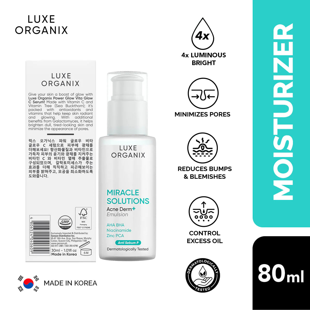 Luxe Organix Miracle Solutions Acne Dermatologist Emulsion - 80ml