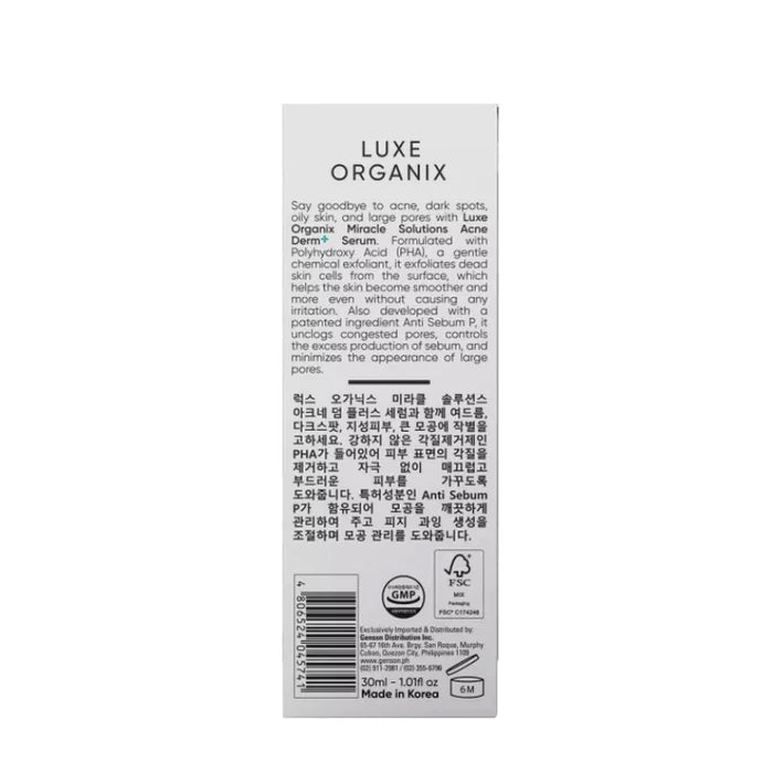 Luxe Organix Miracle Solutions Acne Dermatologist Serum - 30ml