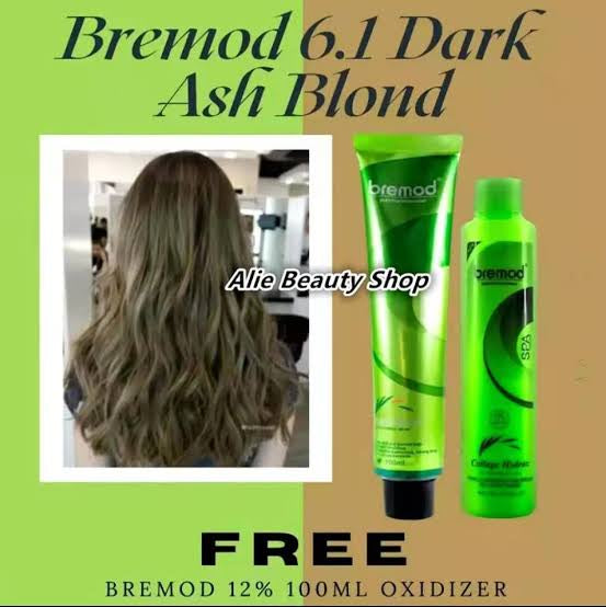 Bremod 6.1 Dark Ash Blonde Hair Color Dye Cream & 9% Oxidizer