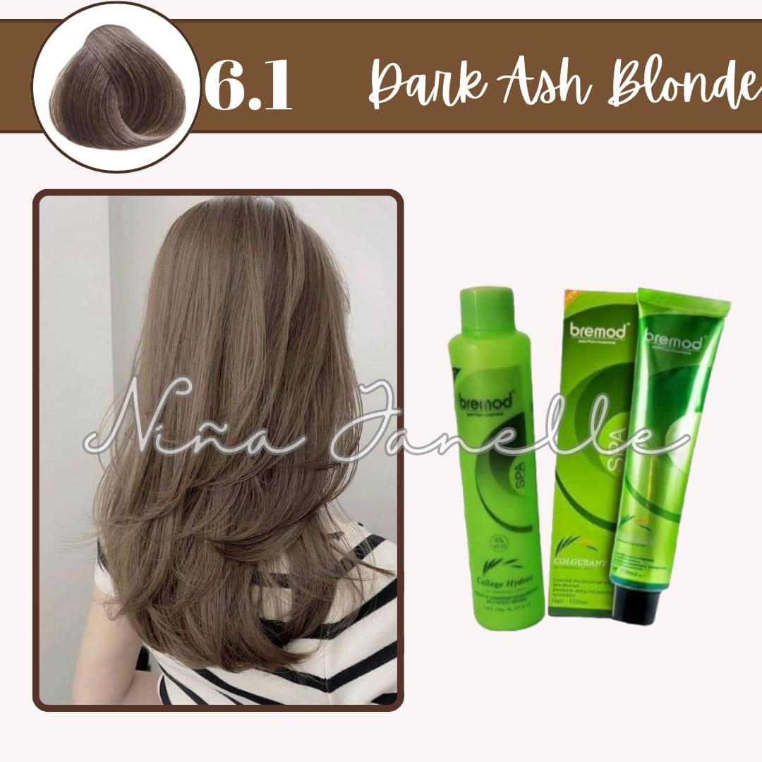 Bremod 6.1 Dark Ash Blonde Hair Color Dye Cream & 9% Oxidizer